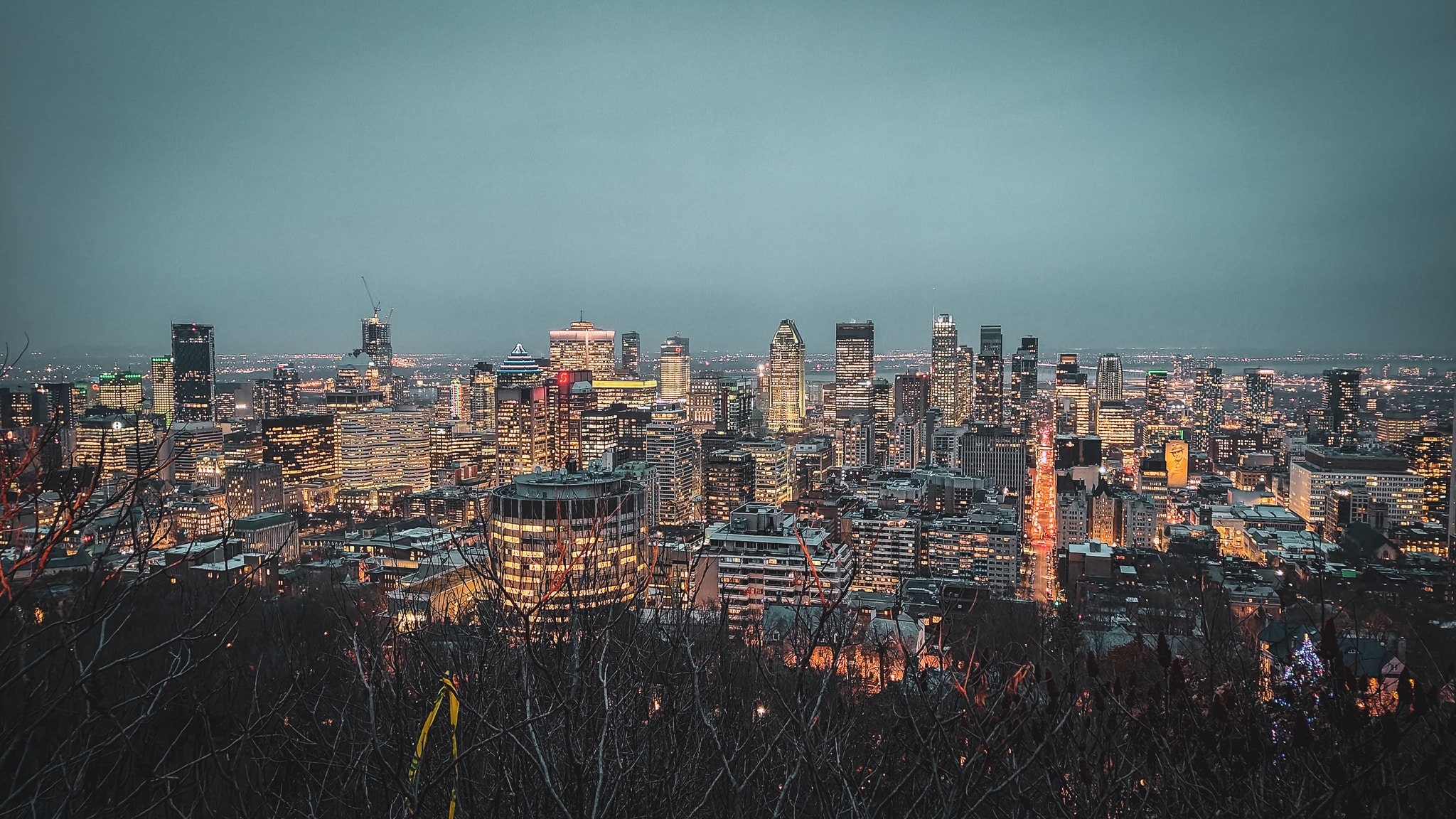 Uitzicht over de skyline van Montréal, gezien vanaf de Mont-Royal